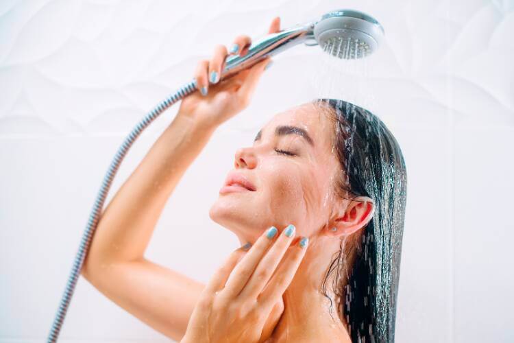 woman in shower